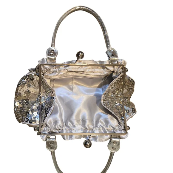Y2K Vintage Silver Paillette Sequin Mini Bag - Picture 5 of 8